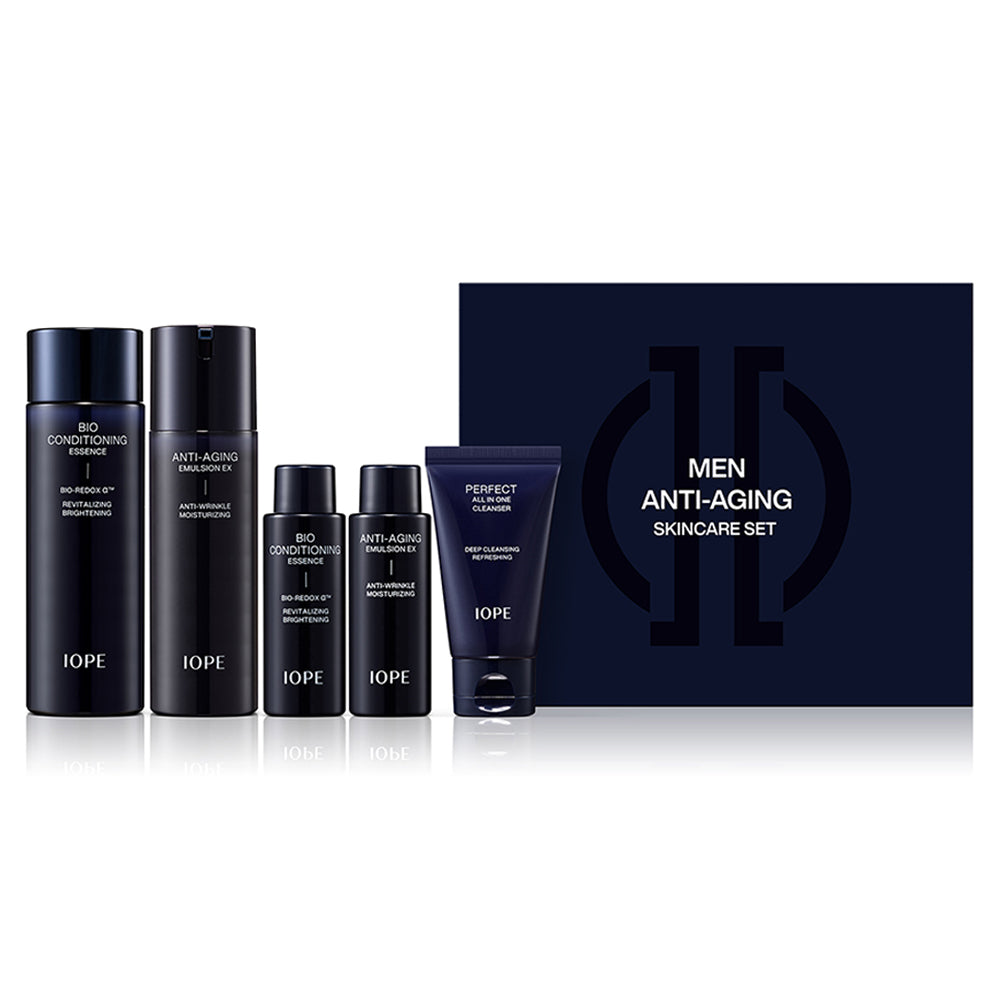 IOPE Men Bio 2-Piece Anti-Aging Set | Korean Men's Essence + Emulsion Skincare Duo