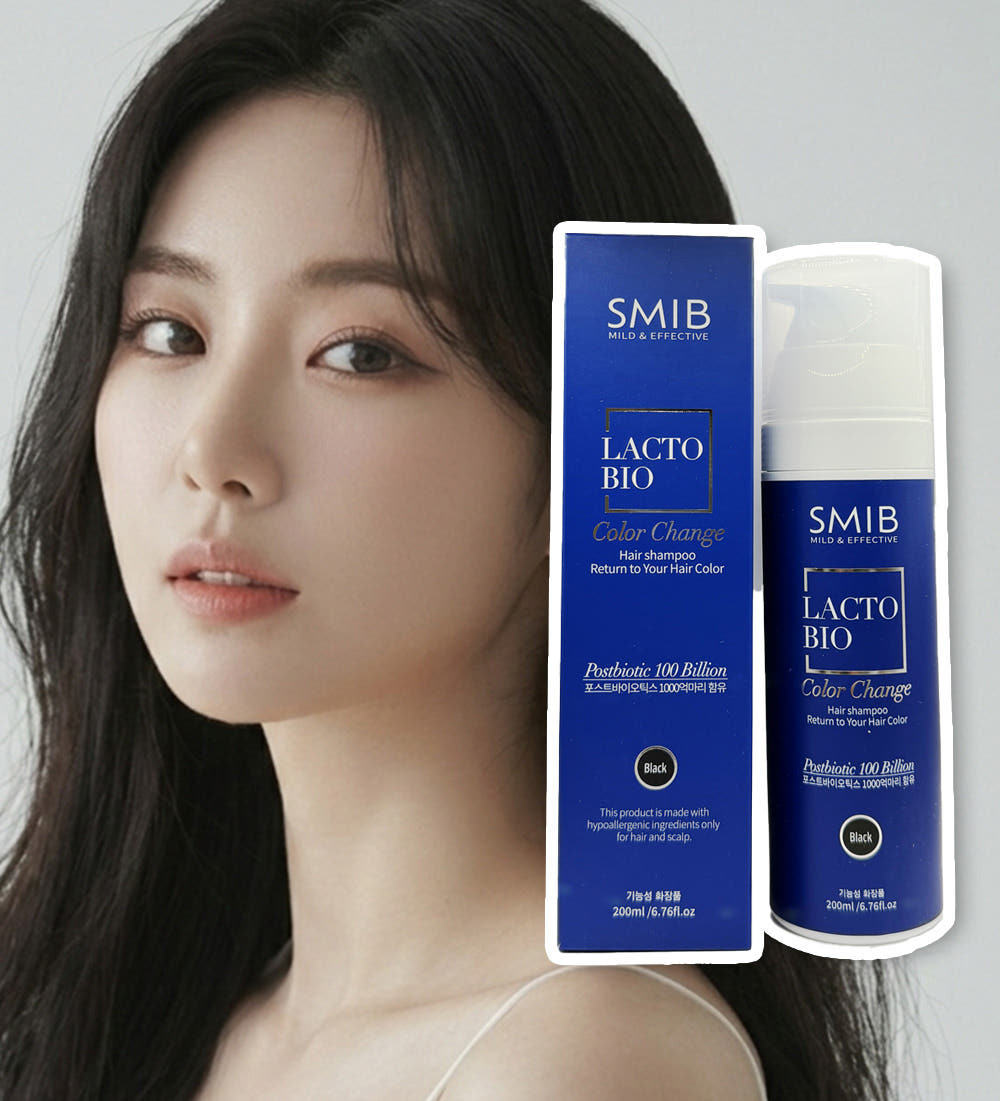 SMIB Lacto Bio Color Change Hair Shampoo | Gradual Gray Coverage with Probiotics - Natural Black / Dark Brown 200ml (1-5 Bottles)