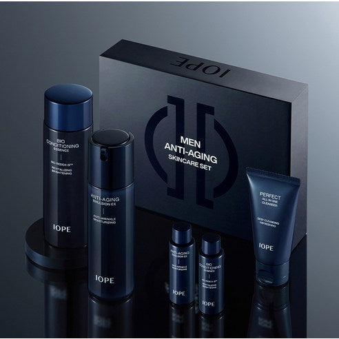 IOPE Men Bio 2-Piece Anti-Aging Set | Korean Men's Essence + Emulsion Skincare Duo